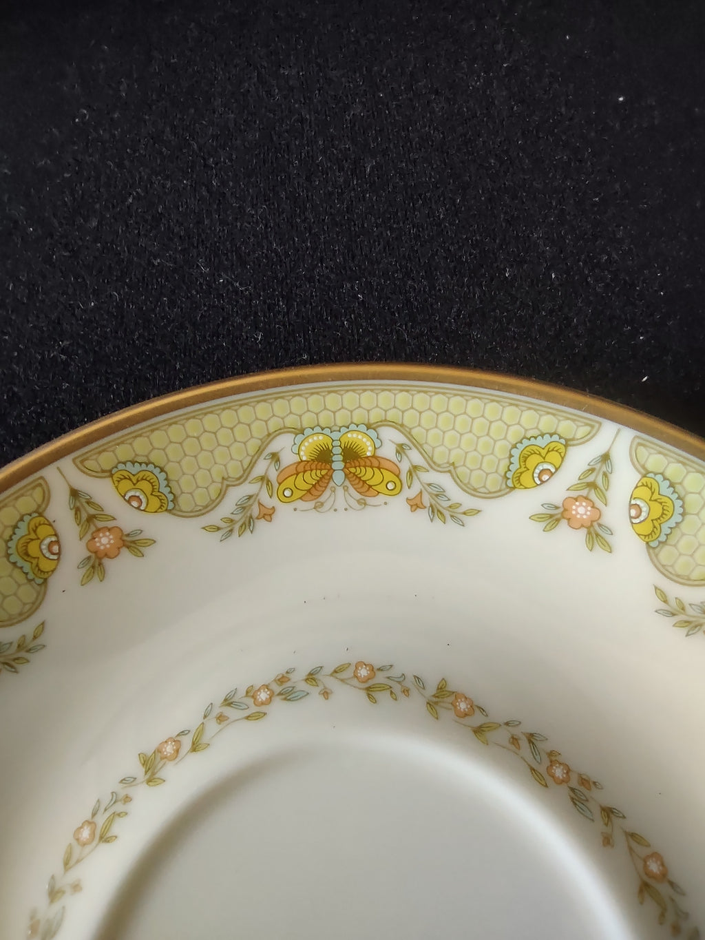 Vintage Gorham Bouillon Cream Soup Cup Saucer Set/2 Yellow Floral [6790]