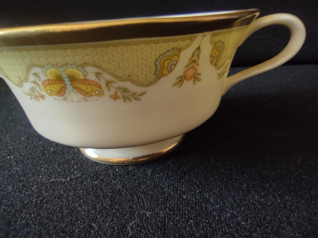 Vintage Gorham Bouillon Cream Soup Cup Saucer Set/2 Yellow Floral [6790]