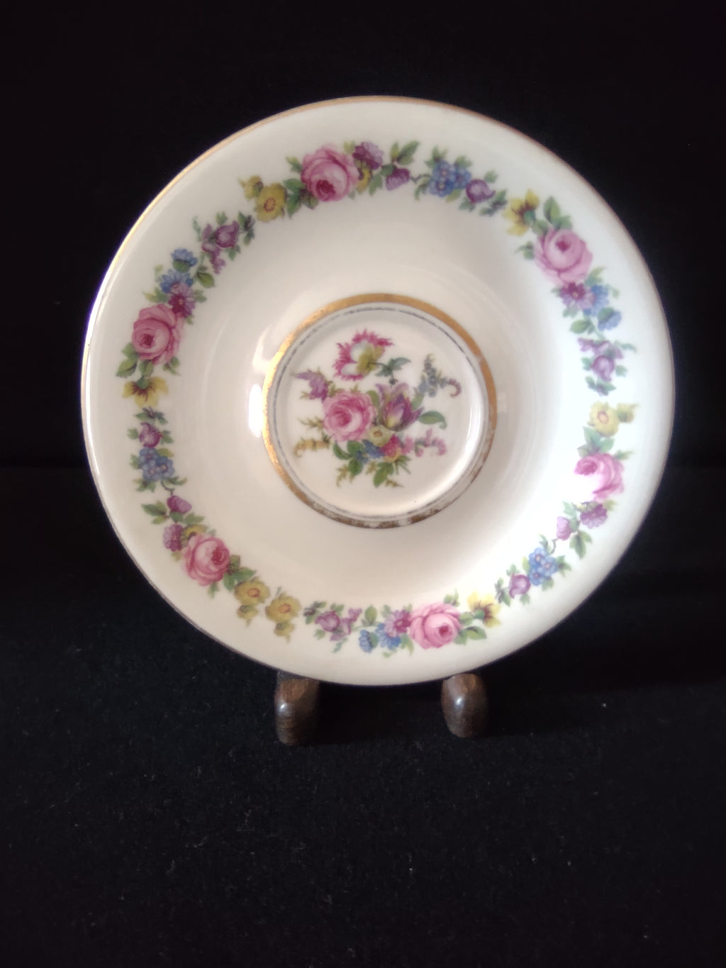 Vintage Castleton Manor Saucer Floral Garland Gold Trim [6792]