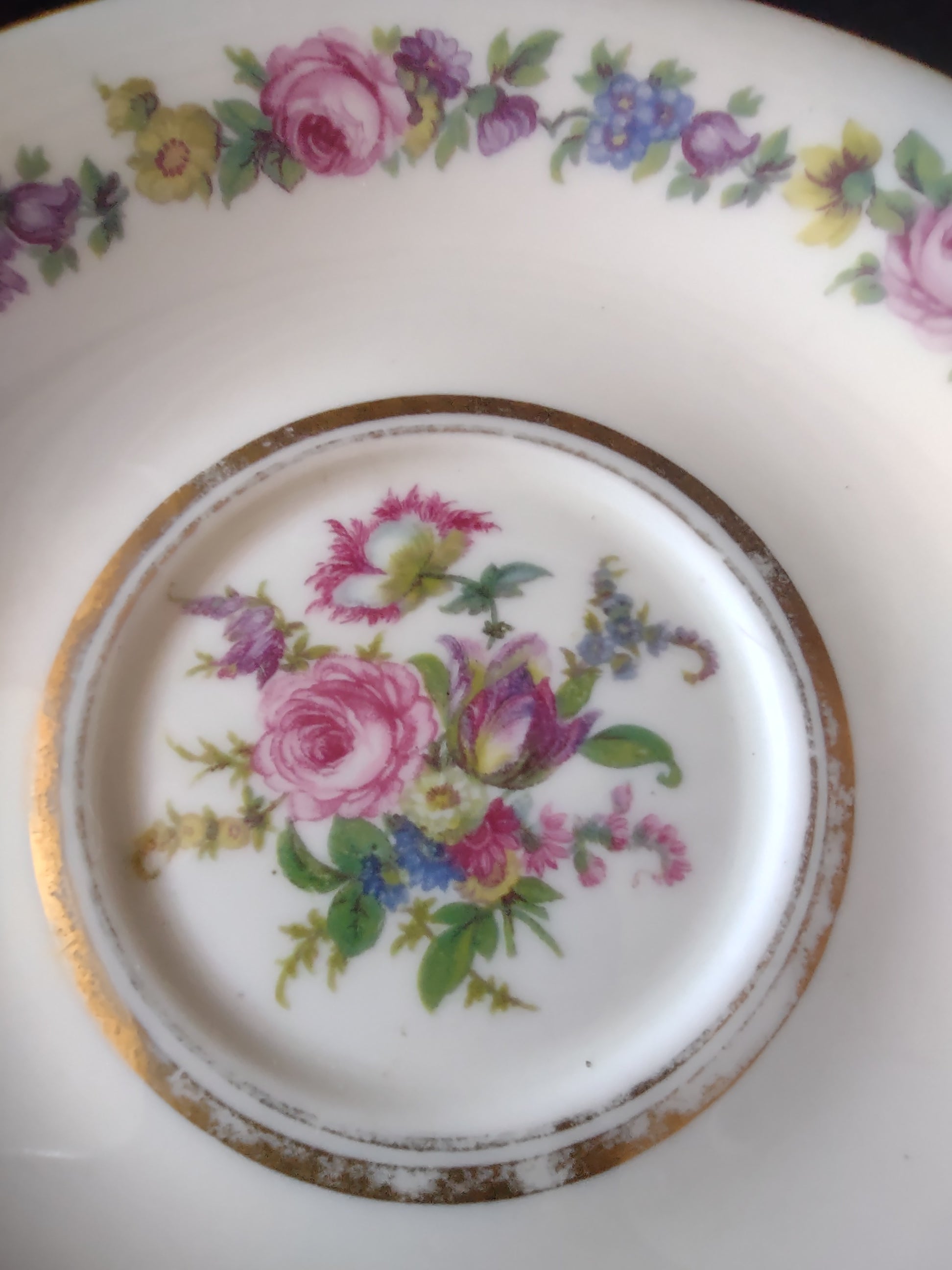 Vintage Castleton Manor Saucer Floral Garland Gold Trim [6792]