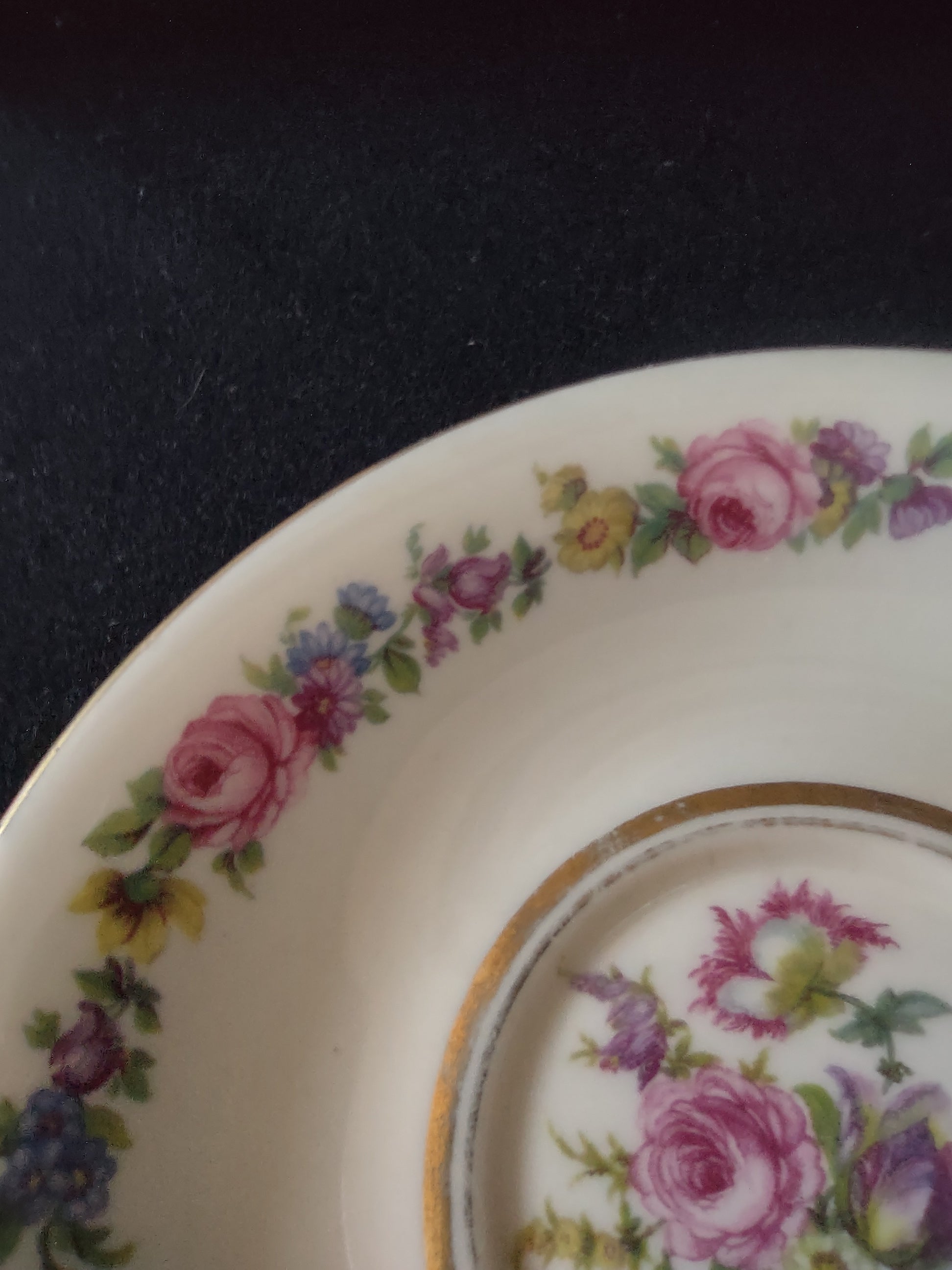 Vintage Castleton Manor Saucer Floral Garland Gold Trim [6792]