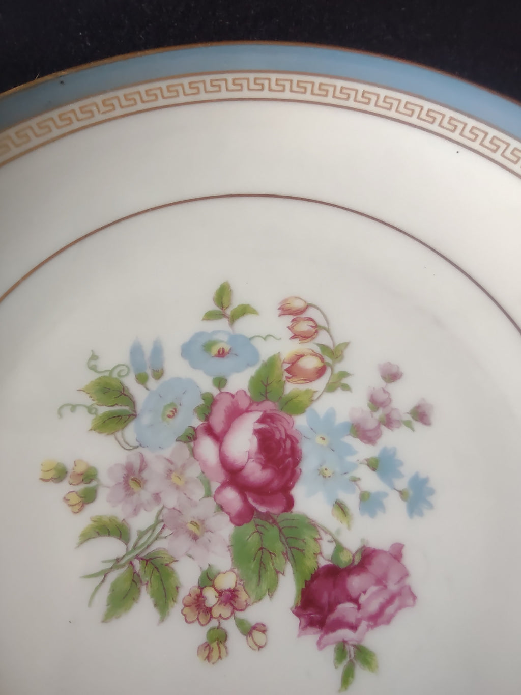 Vintage Lamberton China Blue & Gold Floral Bread Plates Set of 2 [6793]