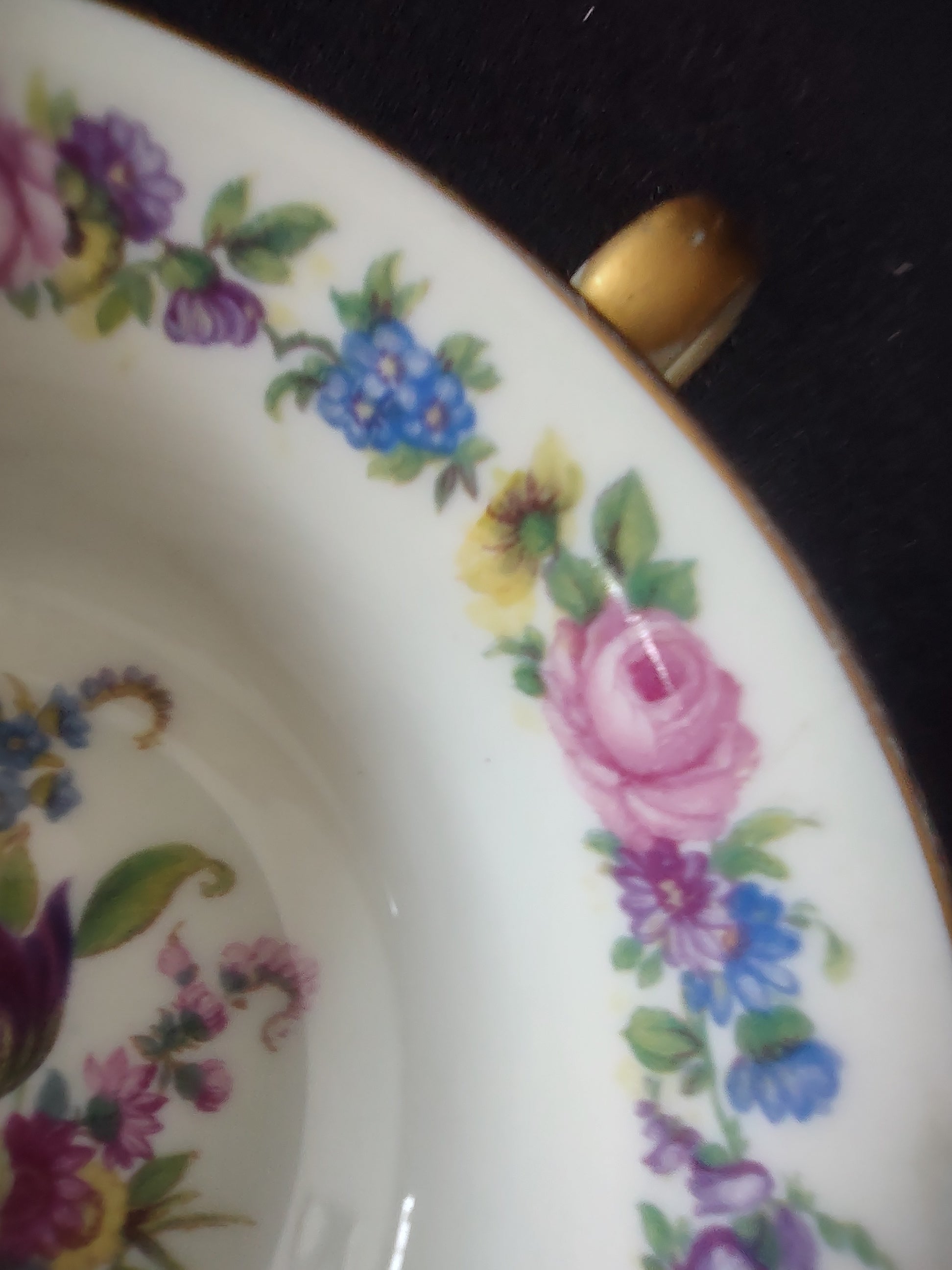 Vintage Castleton China Castleton Manor Cream Soup Bowl Pink Roses [6796]