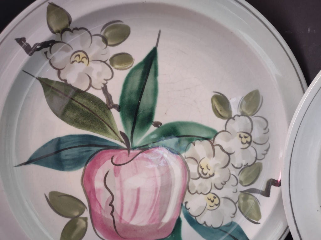 Vintage Blue Ridge Southern Potteries Apple Plate Set of 4 9.5" - two plates front view