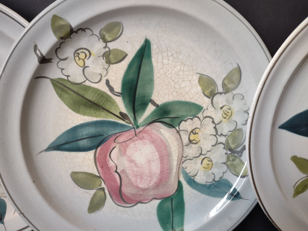 Vintage Blue Ridge Southern Potteries Apple Plate Set of 4 9.5" - back view showing backstamp