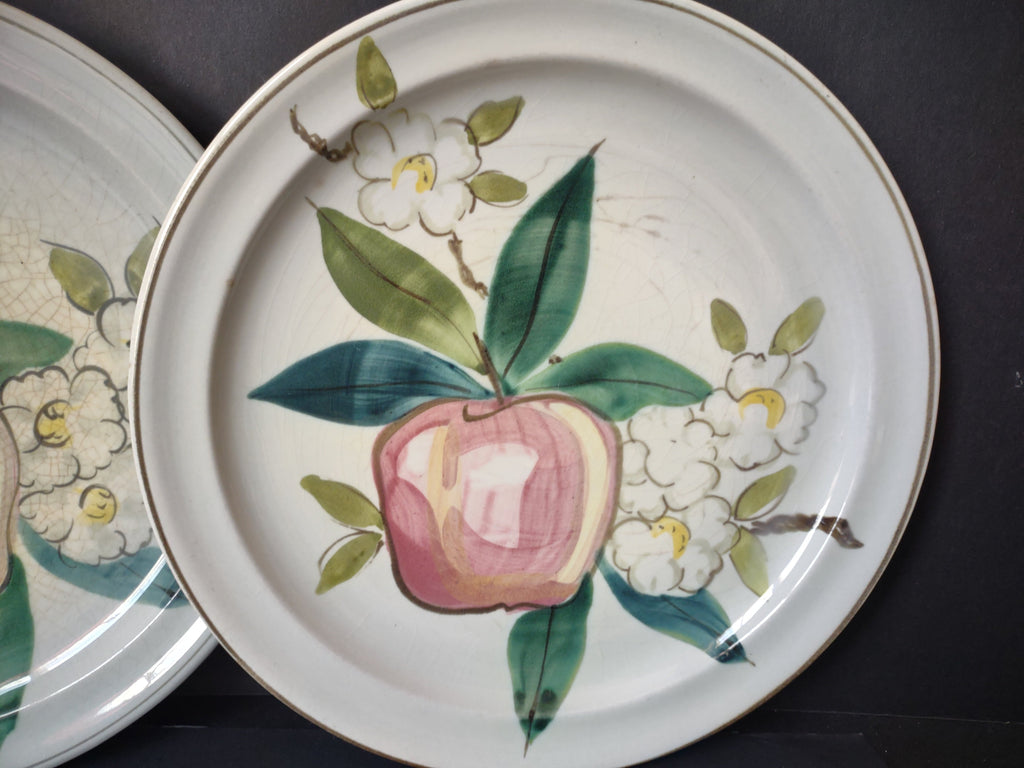 Vintage Blue Ridge Southern Potteries Apple Plate Set of 4 9.5" - backstamp close-up