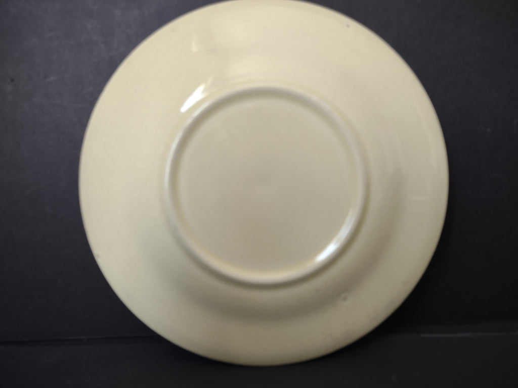Vintage Unbranded Off-White Ribbed Rim Plate 6" - back view