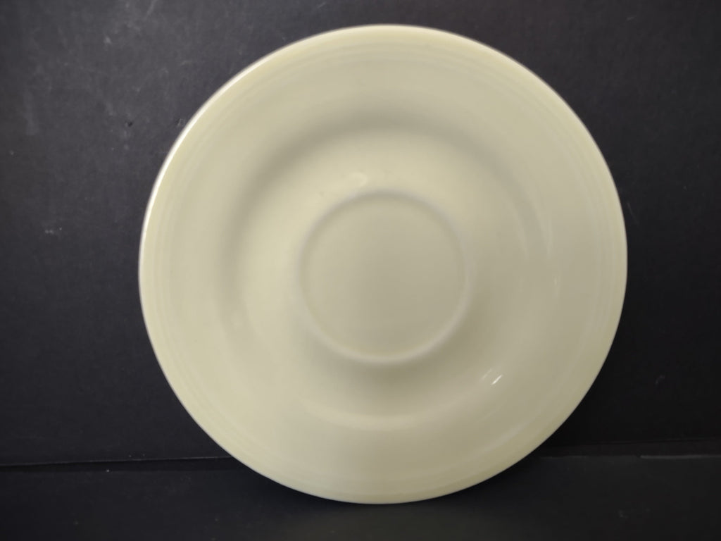 Vintage off-white undecorated plain saucer 5.5" - front view