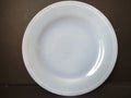 Vintage light blue plate front view showing embossed ring rim and clean well