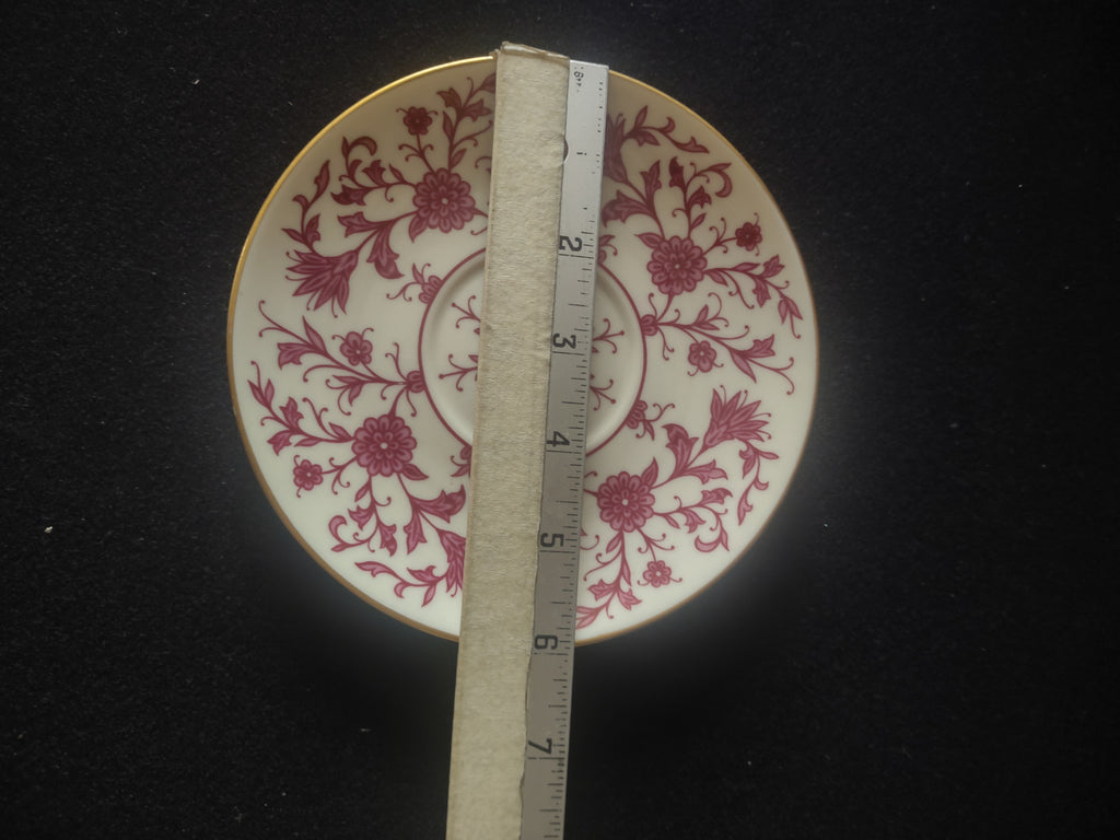 Vintage Franciscan Lorraine Maroon Saucer Gold Rim Floral [6808]