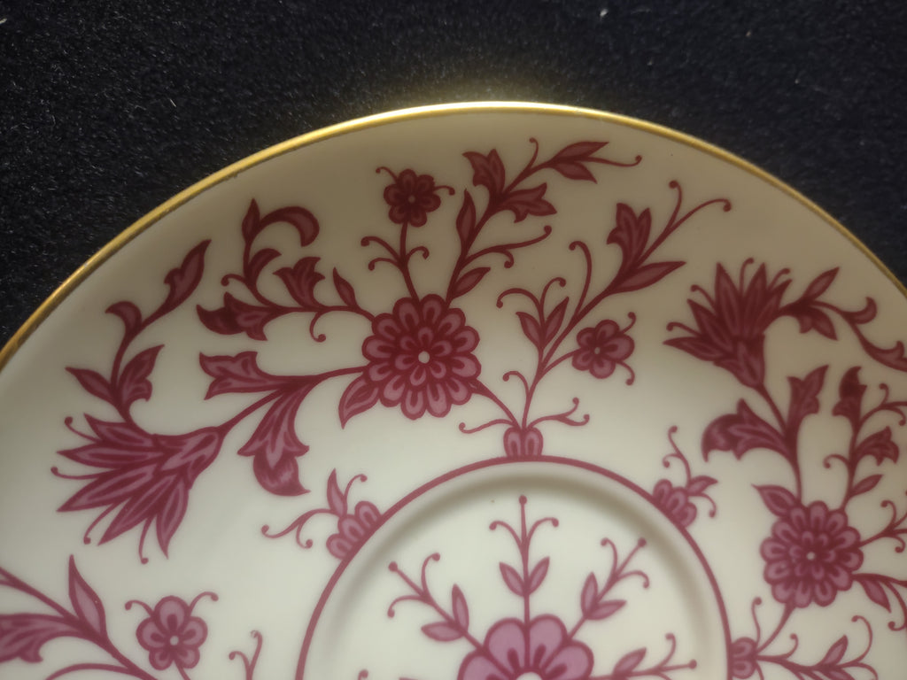 Vintage Franciscan Lorraine Maroon Saucer Gold Rim Floral [6808]