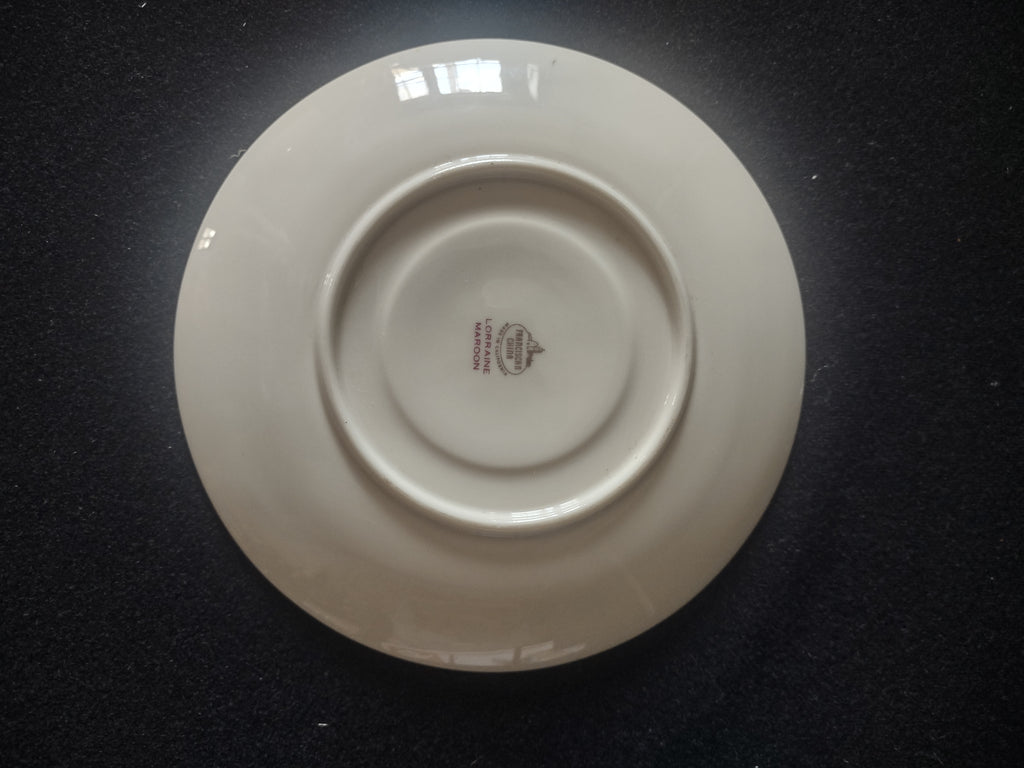 Vintage Franciscan Lorraine Maroon Saucer Gold Rim Floral [6808]