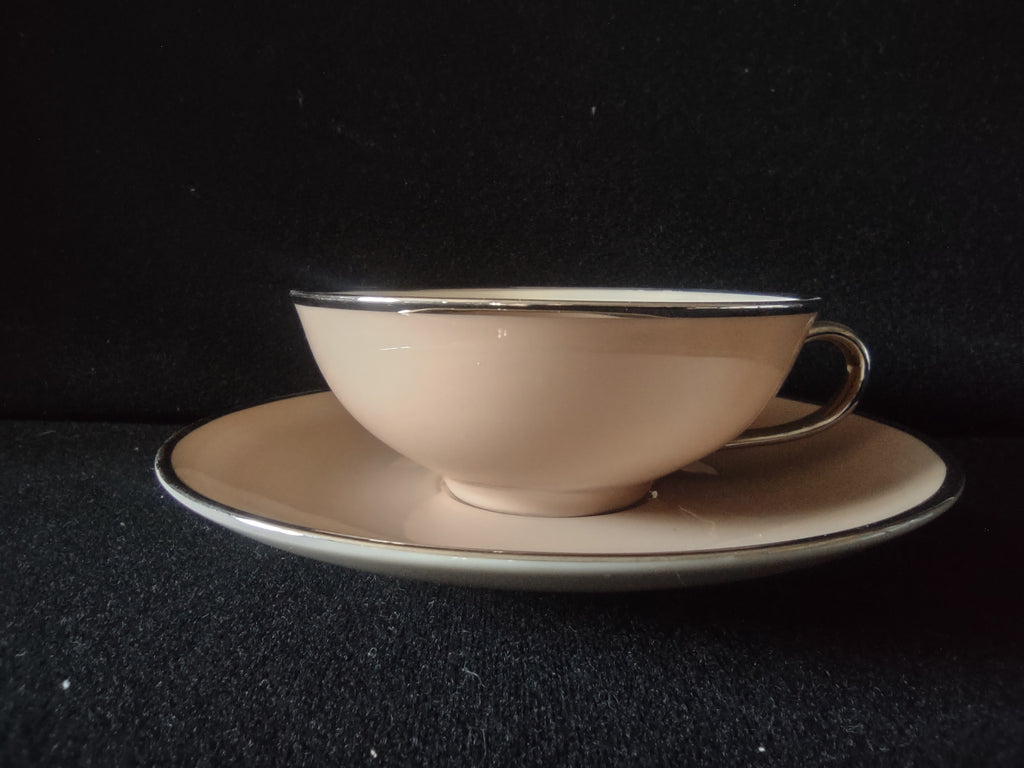 Vintage Franciscan Sandalwood Cup & Saucer Set Platinum Rim [6809]