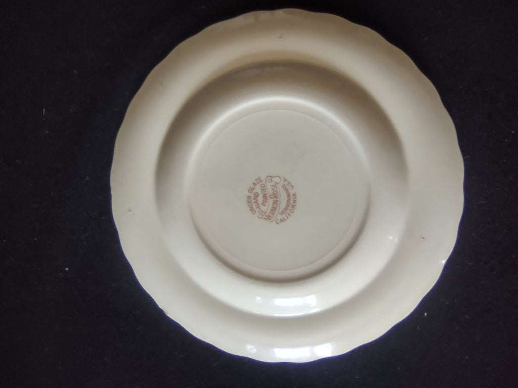 Vintage Vernon Kilns Vernon Rose Hand Painted Scalloped Plate 7" [6813]