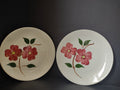 Vintage Blue Ridge Southern Potteries pink dogwood plate with ruler showing approximately 9 inch diameter