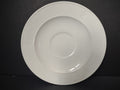 Metlox Poppytrail plain white saucer top view showing cup ring and wide rim