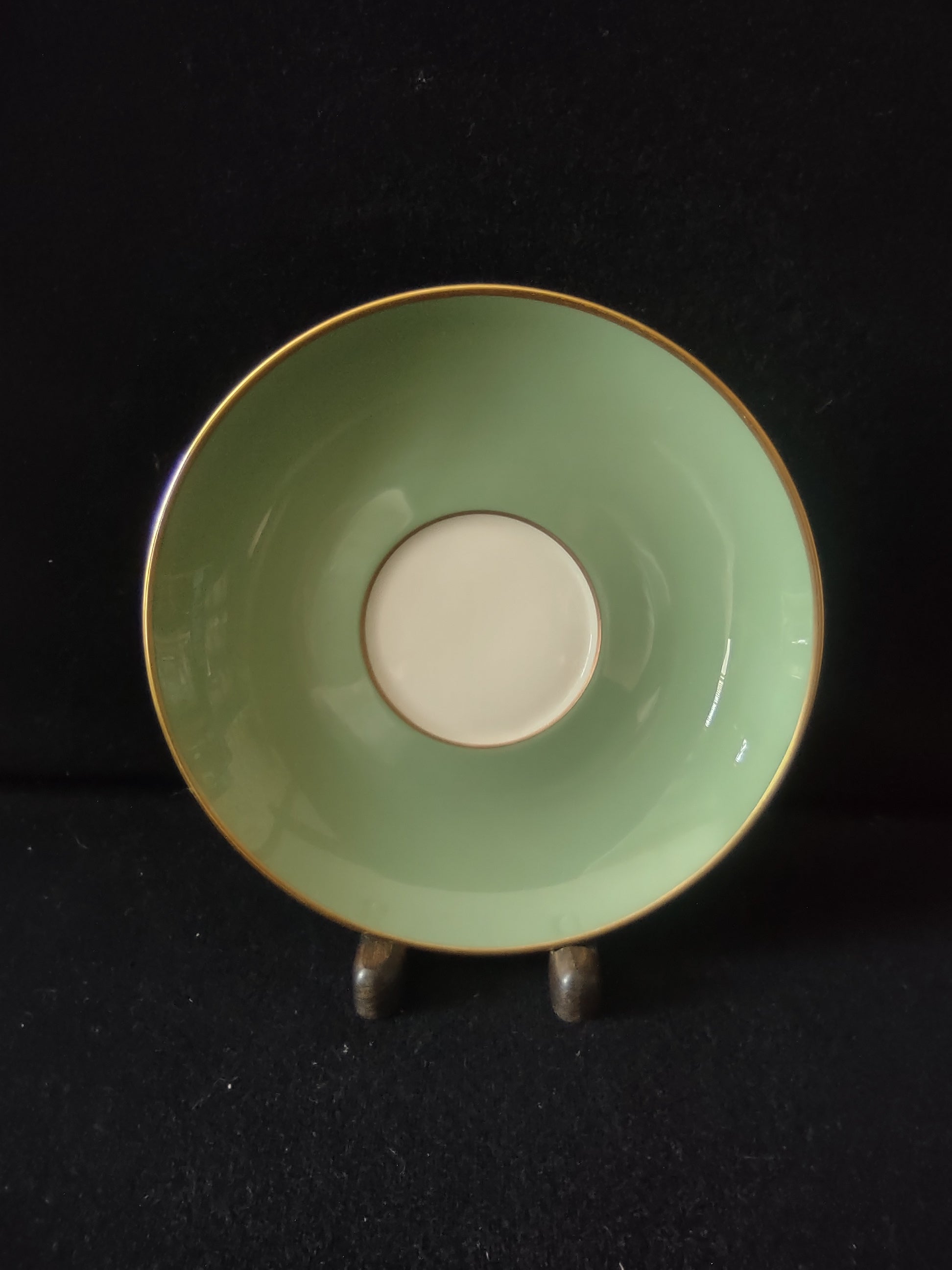Vintage Franciscan Fine China Celadon Green Gold Saucer [6815]