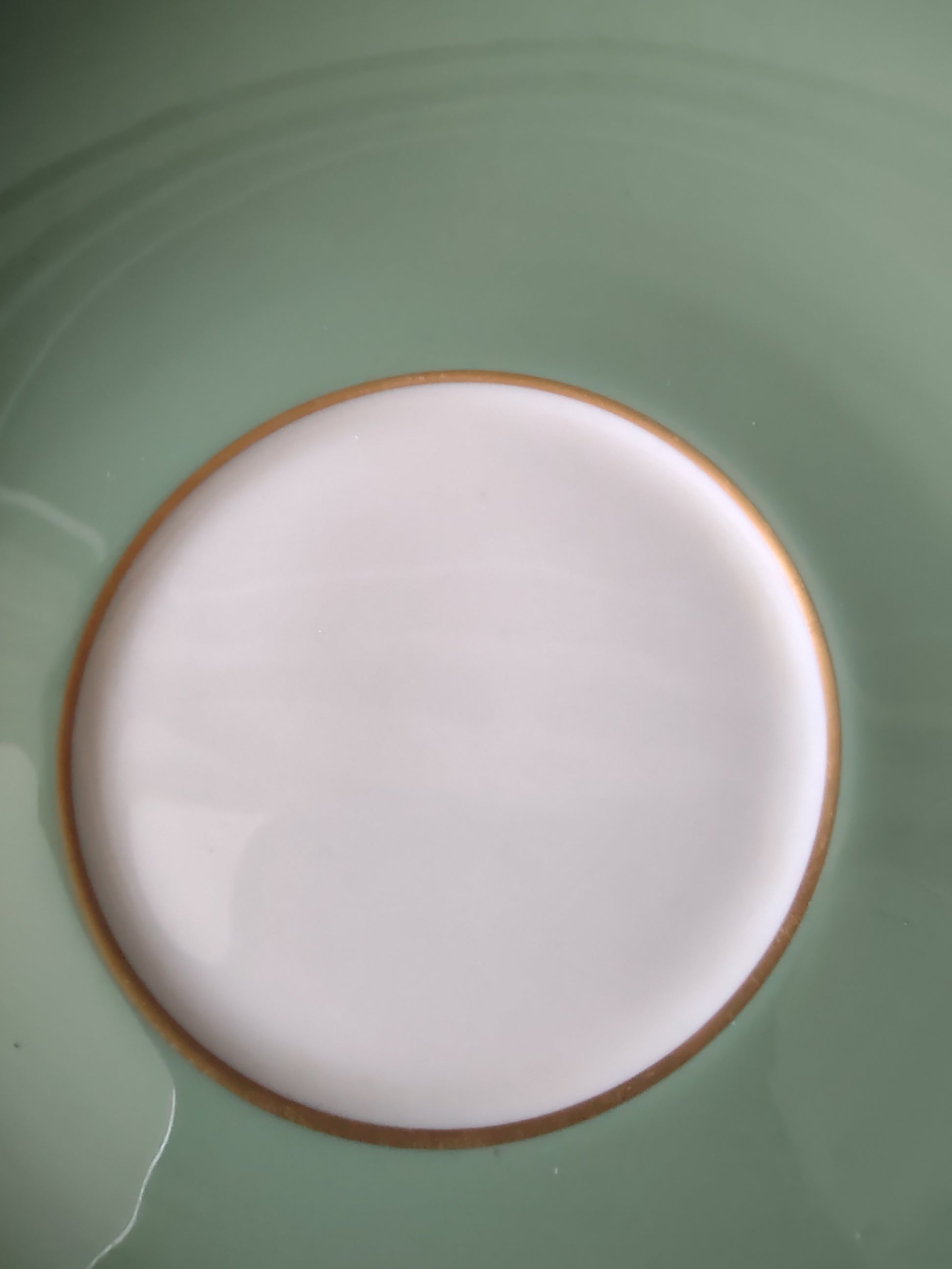 Vintage Franciscan Fine China Celadon Green Gold Saucer [6815]