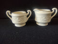 Vintage Adam Antique Off-White Embossed Creamer & Sugar Bowl No Lid [6818]