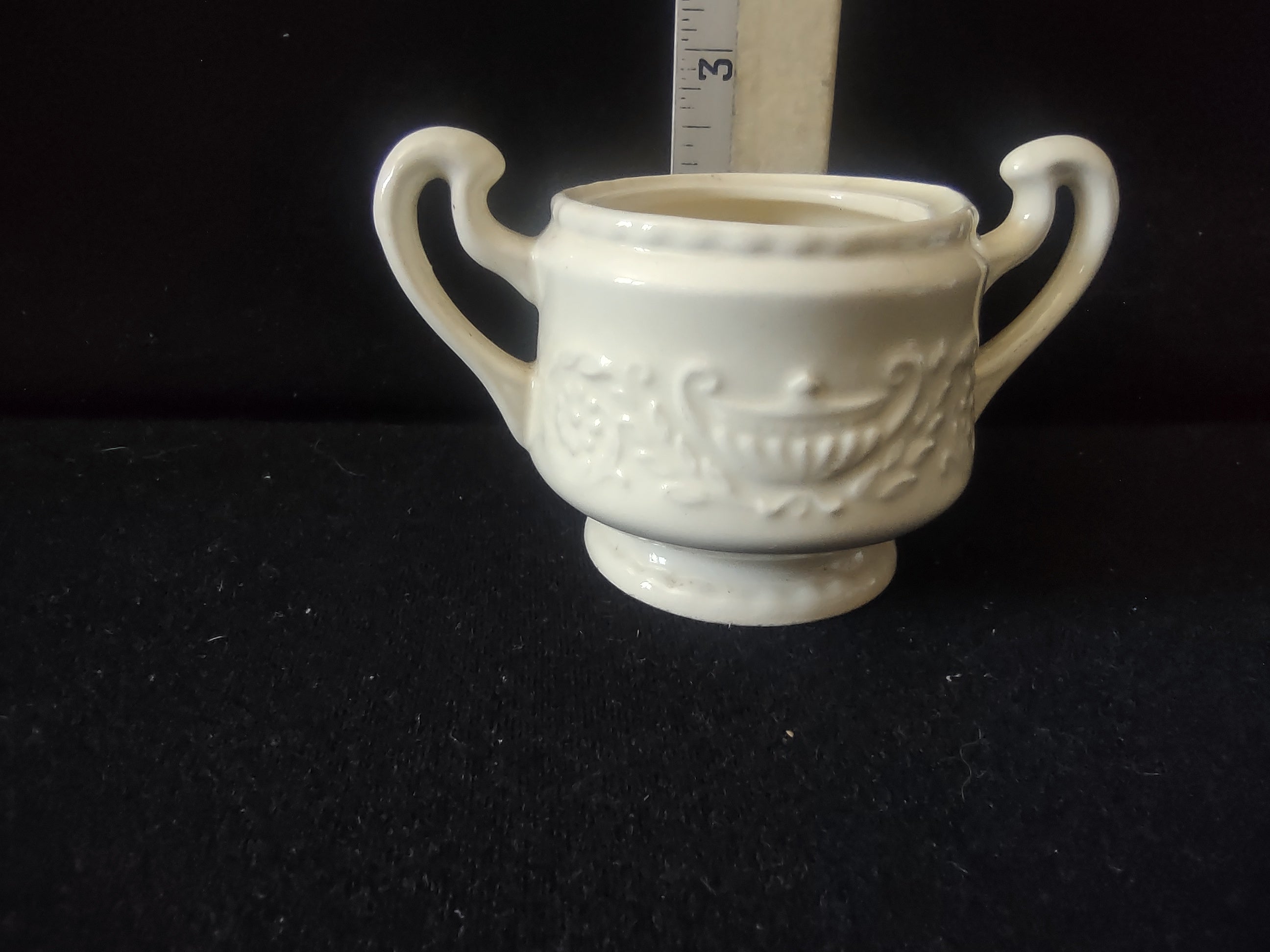 Vintage Adam Antique Off-White Embossed Creamer & Sugar Bowl No Lid [6818]