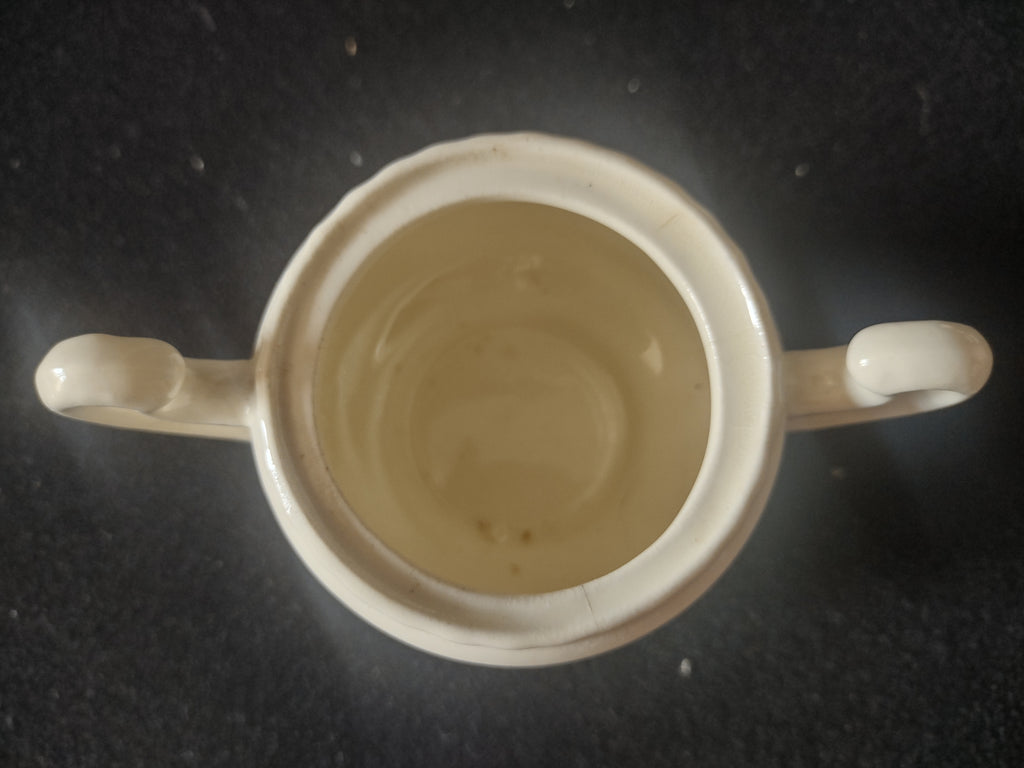 Vintage Adam Antique Off-White Embossed Creamer & Sugar Bowl No Lid [6818]