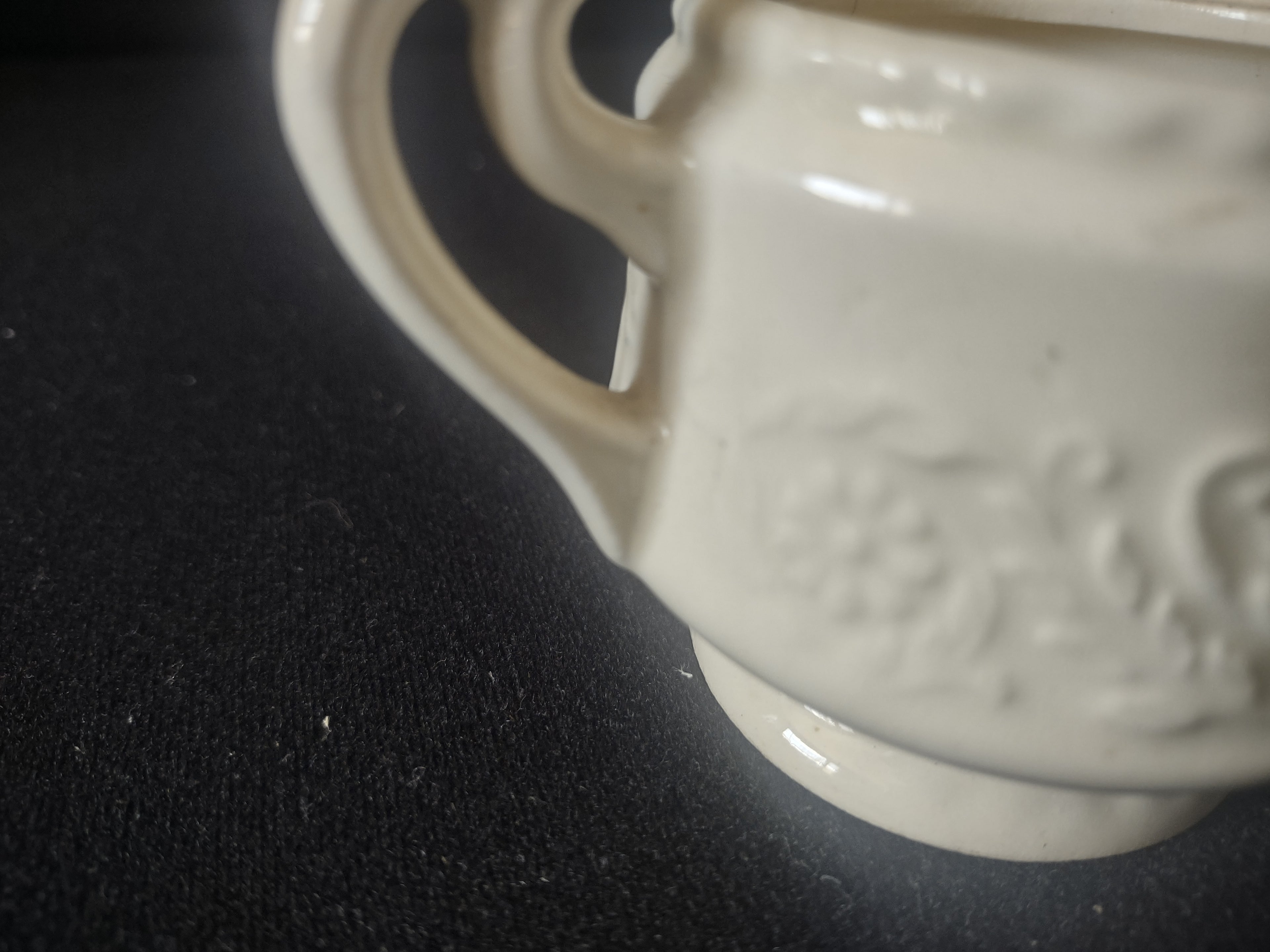 Vintage Adam Antique Off-White Embossed Creamer & Sugar Bowl No Lid [6818]