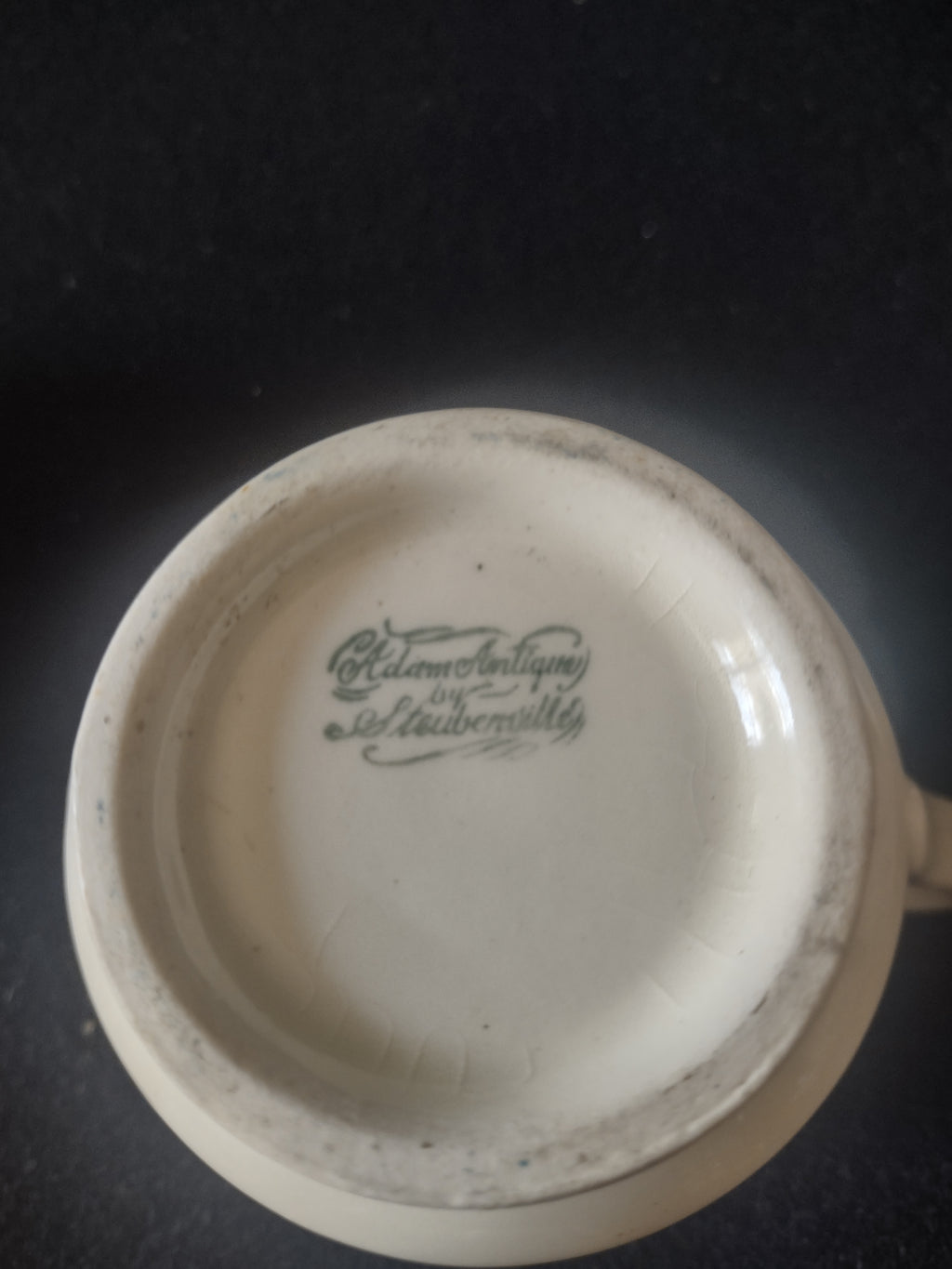 Vintage Adam Antique Off-White Embossed Creamer & Sugar Bowl No Lid [6818]