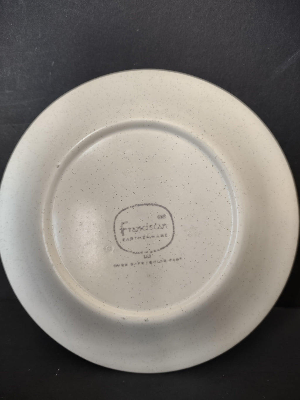 Vintage Franciscan Earthenware Turquoise & Blue Banded Saucer - backstamp showing Franciscan Earthenware Made in California