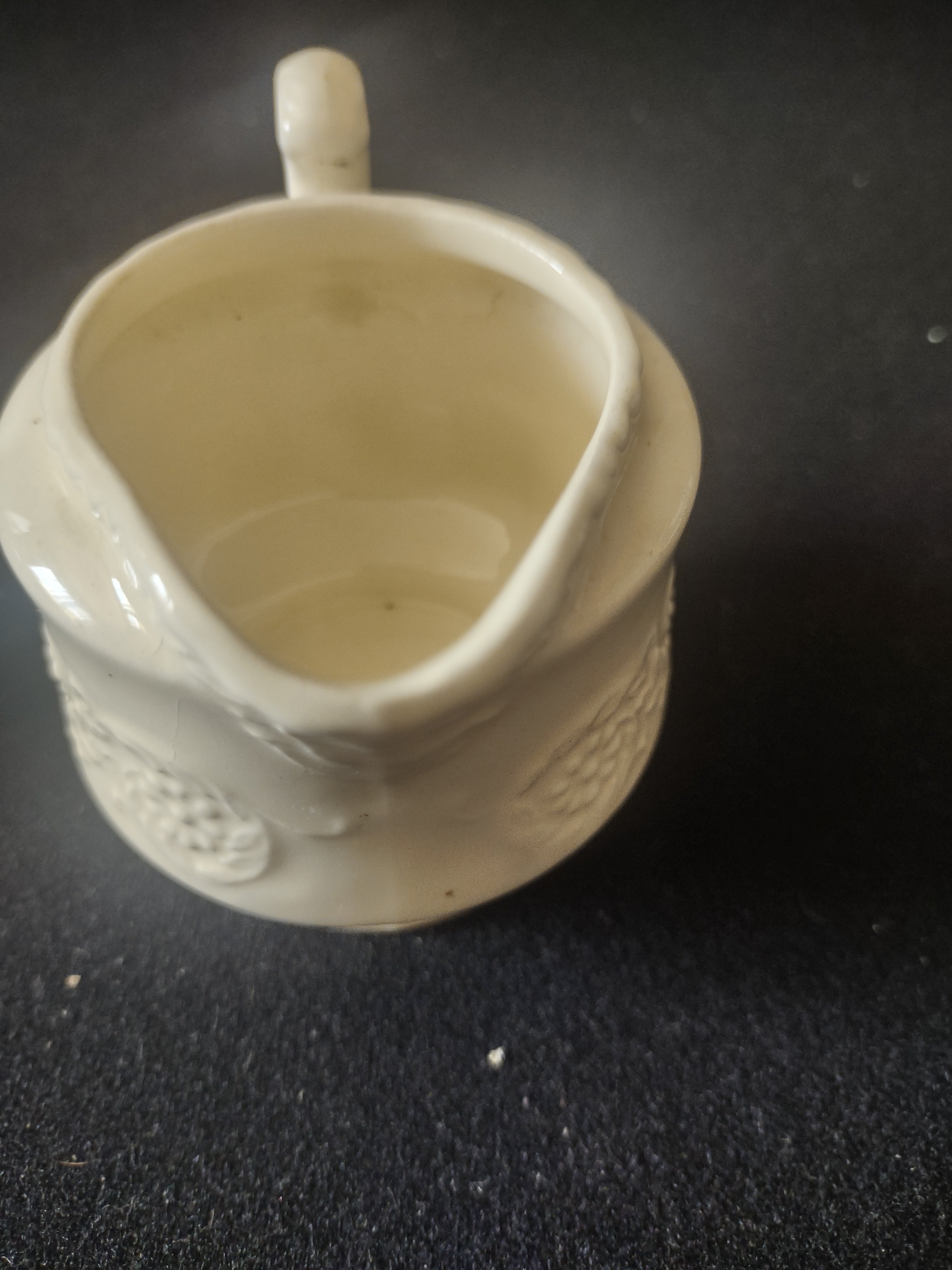 Vintage Adam Antique Off-White Embossed Creamer & Sugar Bowl No Lid [6818]