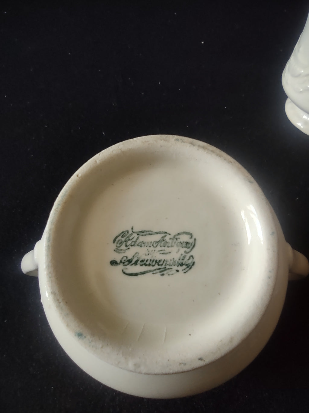 Vintage Adam Antique Off-White Embossed Creamer & Sugar Bowl No Lid [6818]