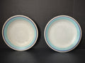 Vintage Franciscan Earthenware Aqua & Blue Banded Dinner Plate - surface scratches detail