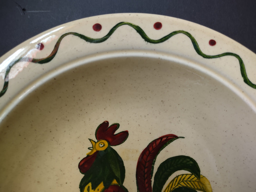 Vintage Metlox Poppytrail California Provincial Rooster Bowl - rooster detail close-up