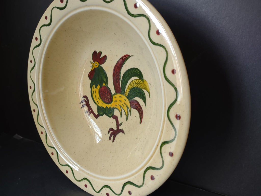 Vintage Metlox Poppytrail California Provincial Rooster Bowl - angled view