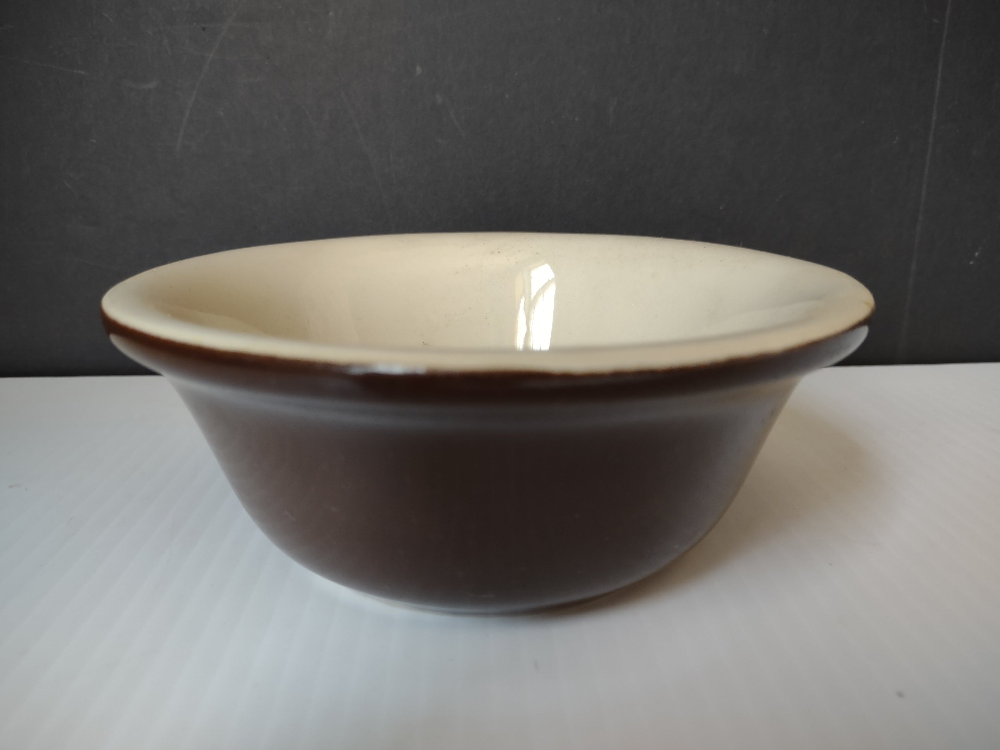 Top view of Bel-Terr mixing bowl with ruler showing approximately 9.5 inch diameter