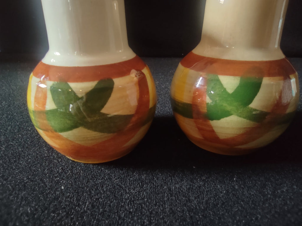 Vintage Vintonware Salt & Pepper Shakers top-down view showing perforated lids