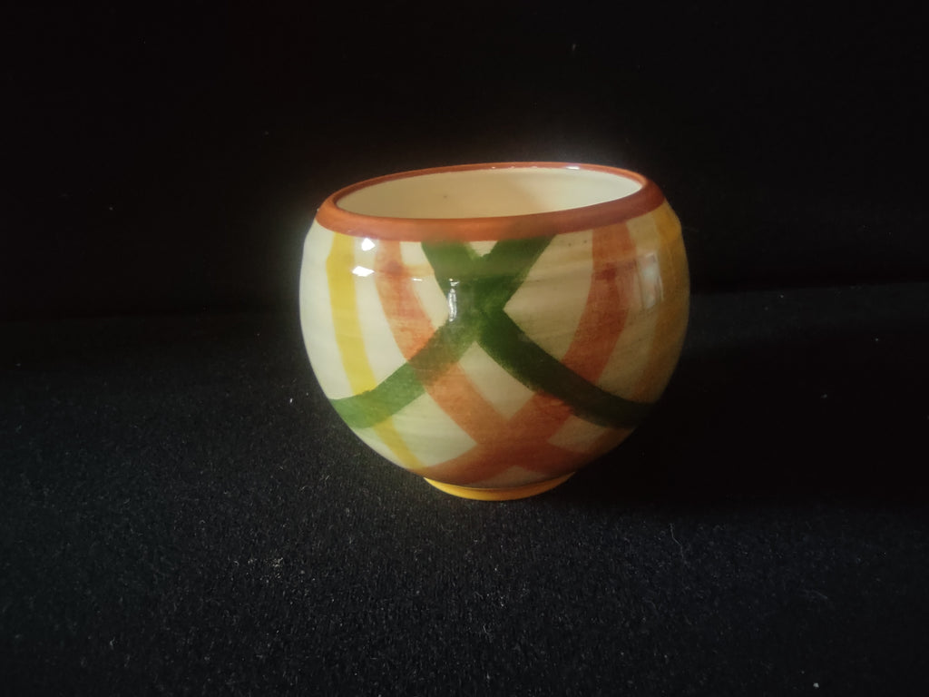 Vintage Vernonware Homespun Open Sugar Bowl Orange Green Yellow [6840]