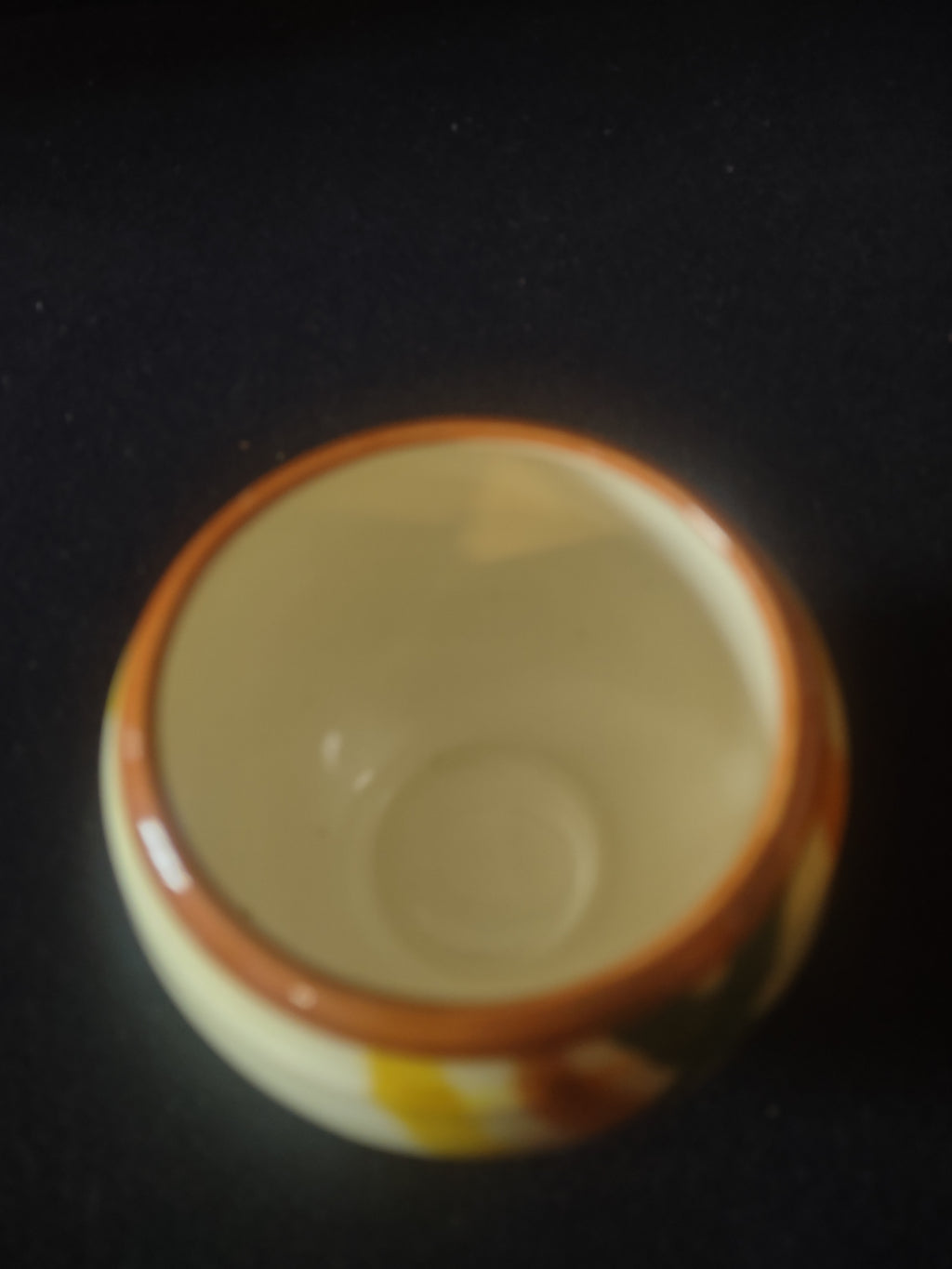 Vintage Vernonware Homespun Open Sugar Bowl Orange Green Yellow [6840]