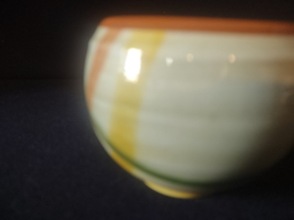 Vintage Vernonware Homespun Open Sugar Bowl Orange Green Yellow [6840]