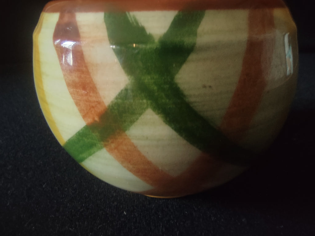 Vintage Vernonware Homespun Open Sugar Bowl Orange Green Yellow [6840]