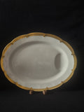 Vintage Theodore Haviland white and gold laurel oval serving platter - side profile showing gold rim depth