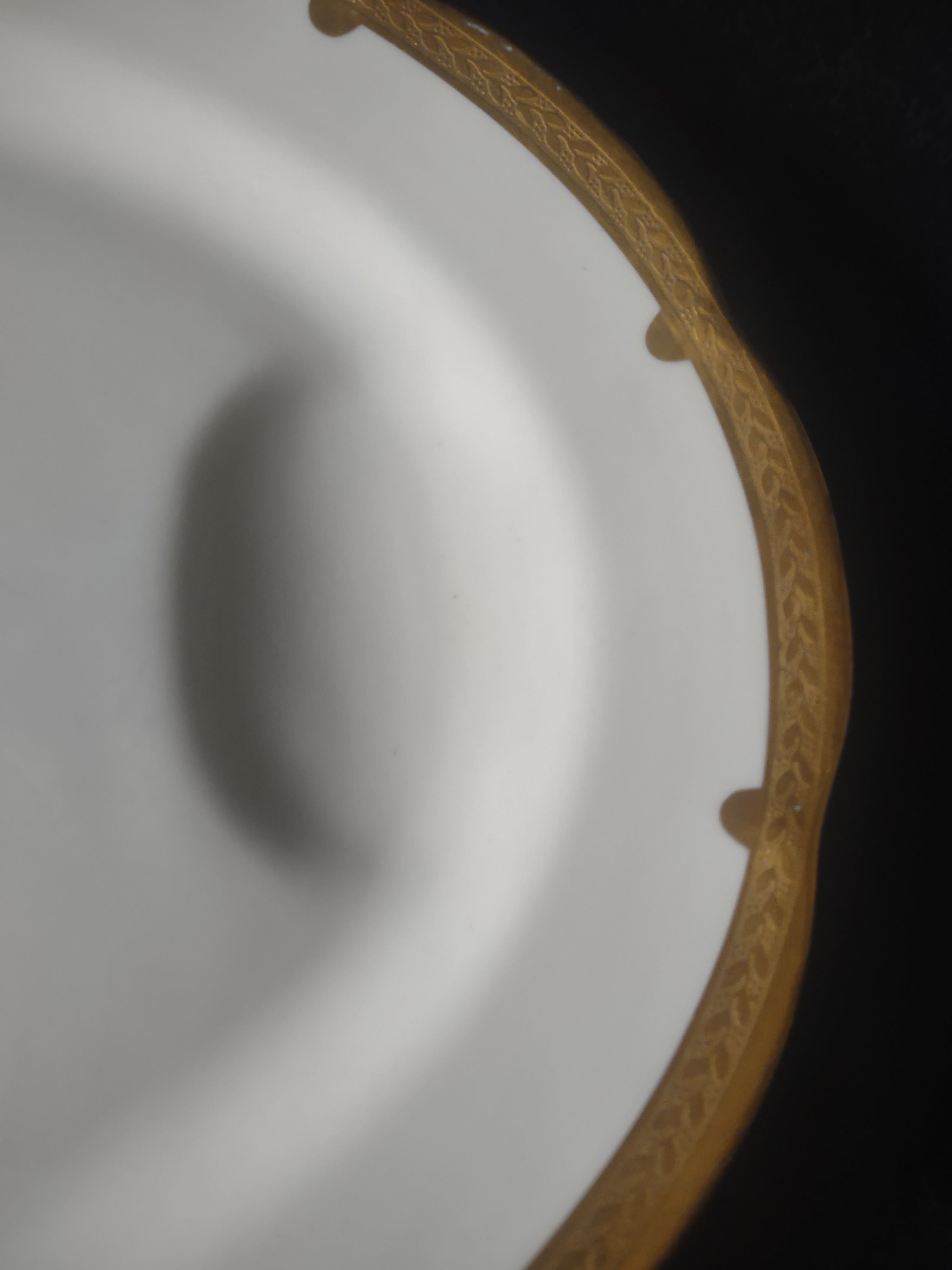 Vintage Theodore Haviland white and gold laurel oval serving platter - back/underside showing backstamp