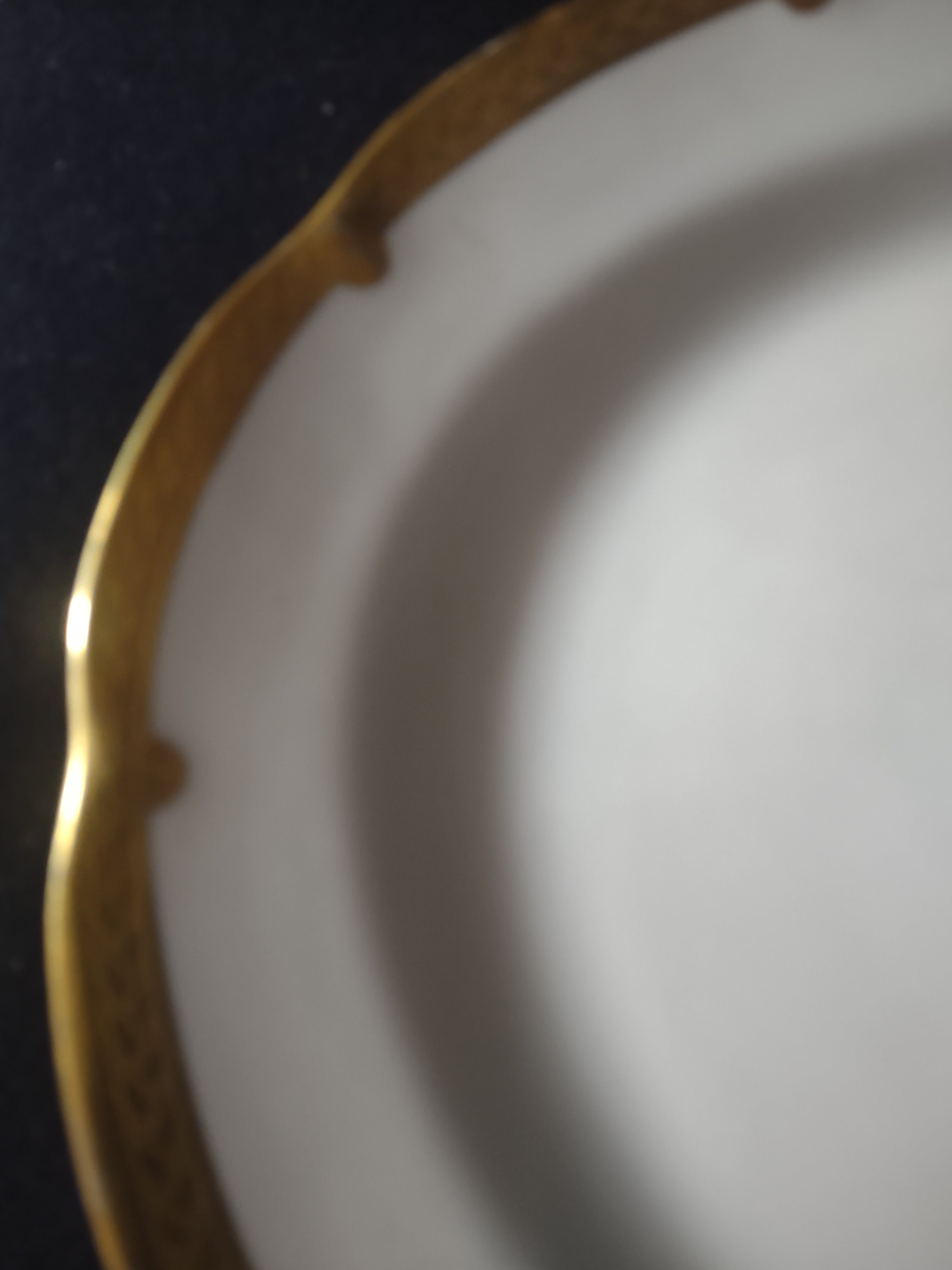 Vintage Theodore Haviland white and gold laurel oval serving platter - well surface detail