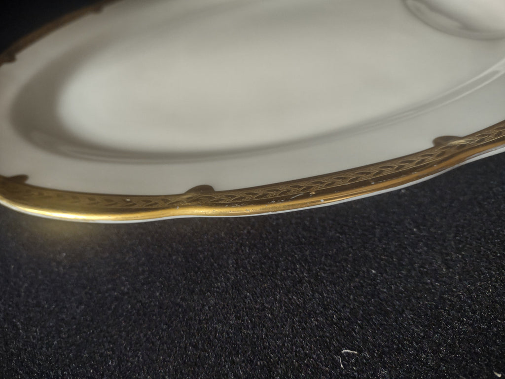 Vintage Theodore Haviland white and gold laurel oval serving platter - additional detail view