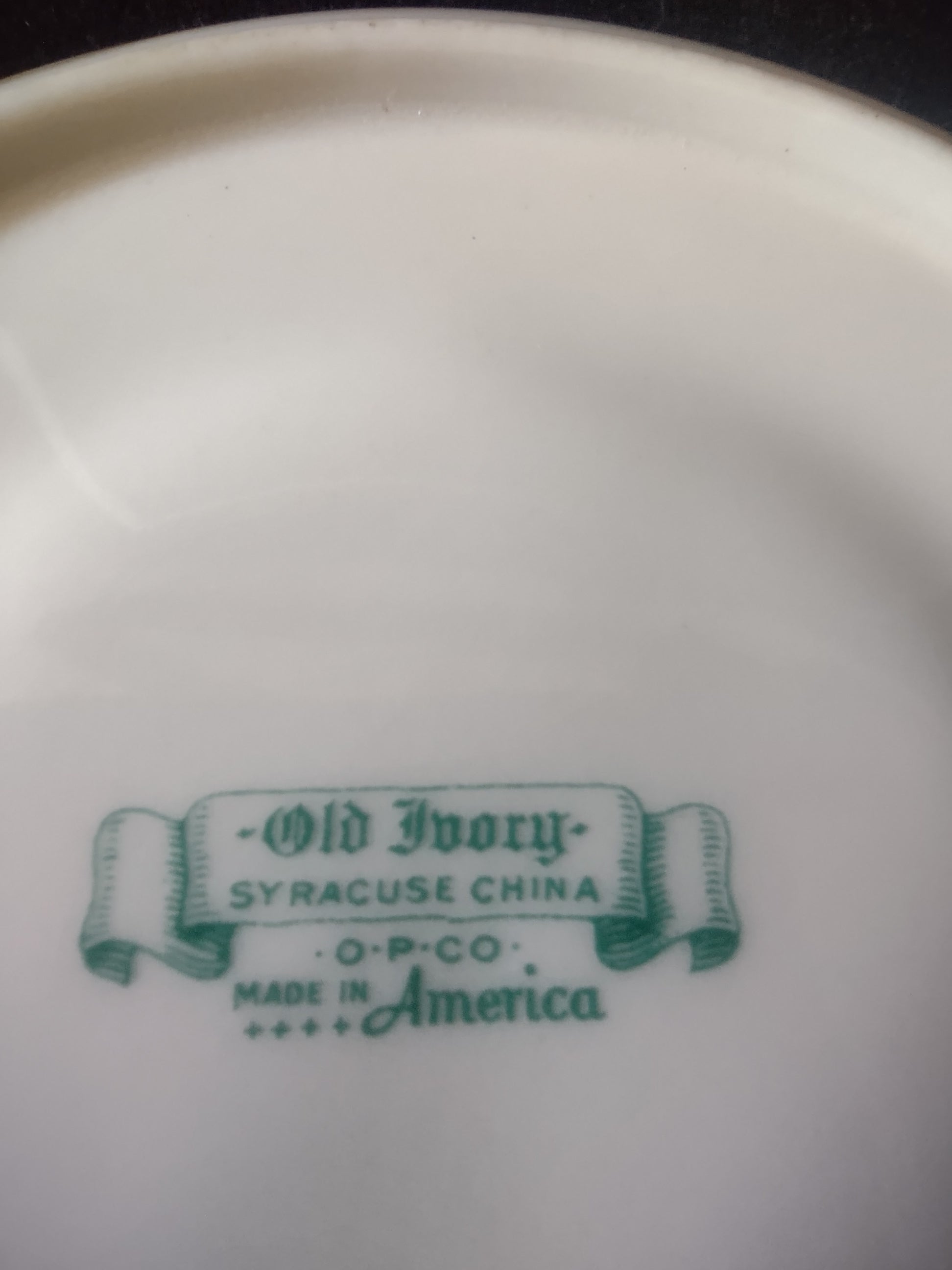 Backstamp: Old Ivory Syracuse China OPCo Made in America