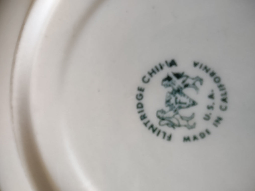 Flintridge China cup and saucer rim detail gold band