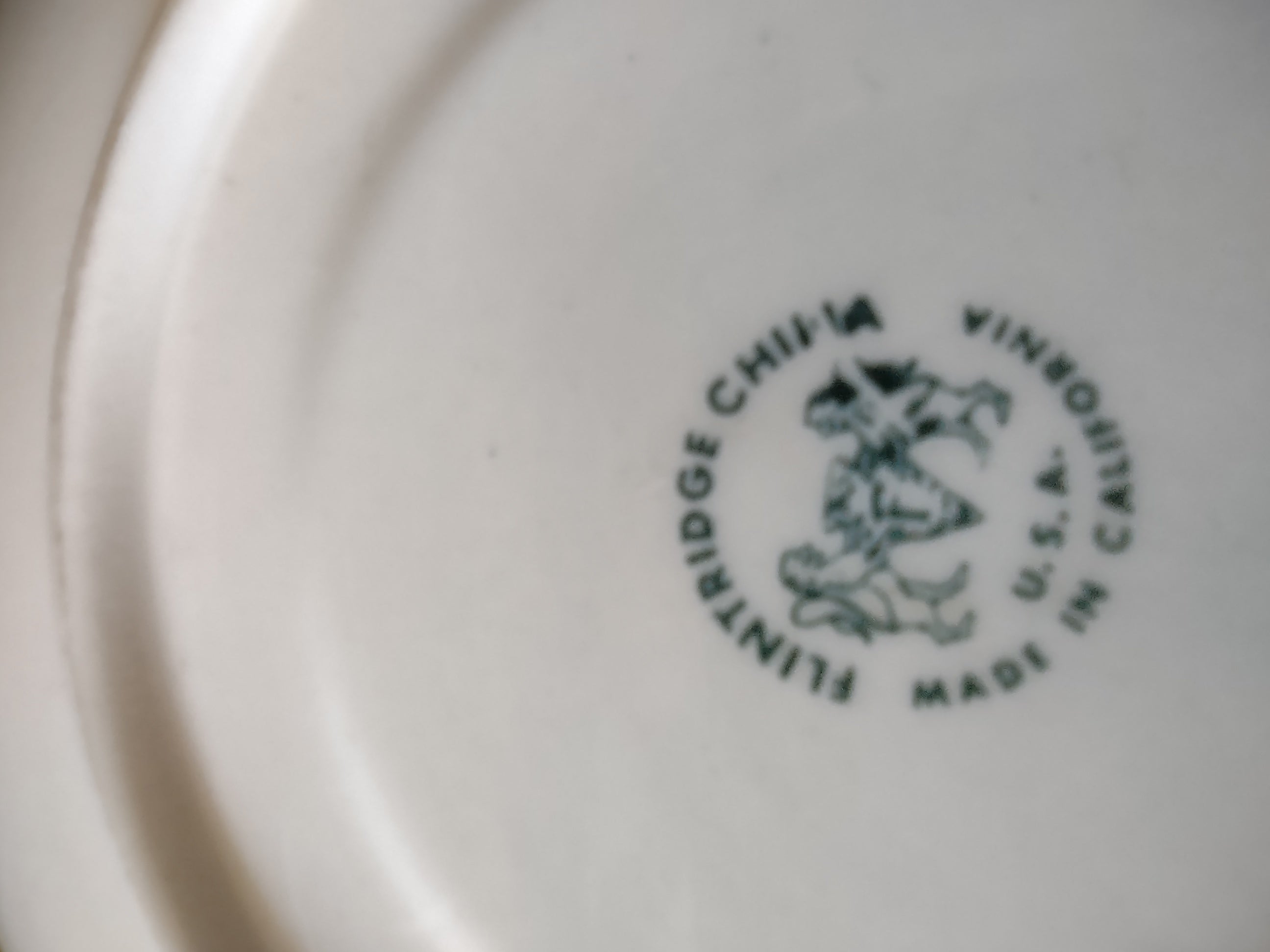 Flintridge China cup and saucer rim detail gold band