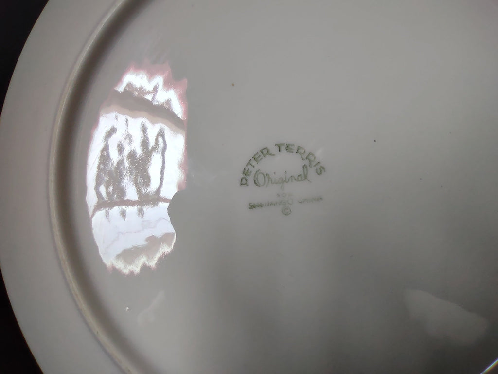 Vintage Peter Terris Original white coupe plate - close-up of Peter Terris Original backstamp