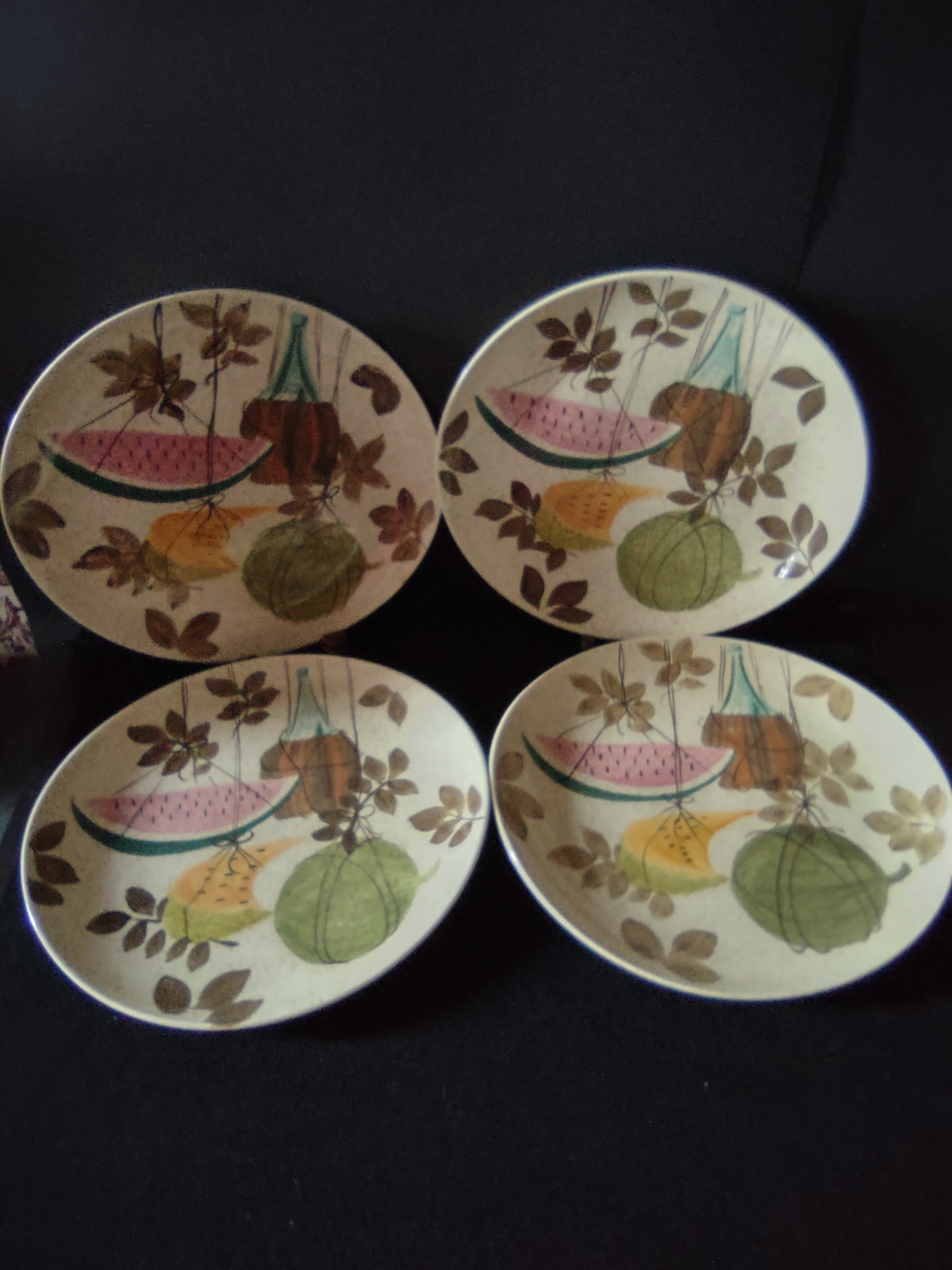 Vintage Red Wing Hand Painted Tampico Plate USA - front view with ruler showing ~10" diameter