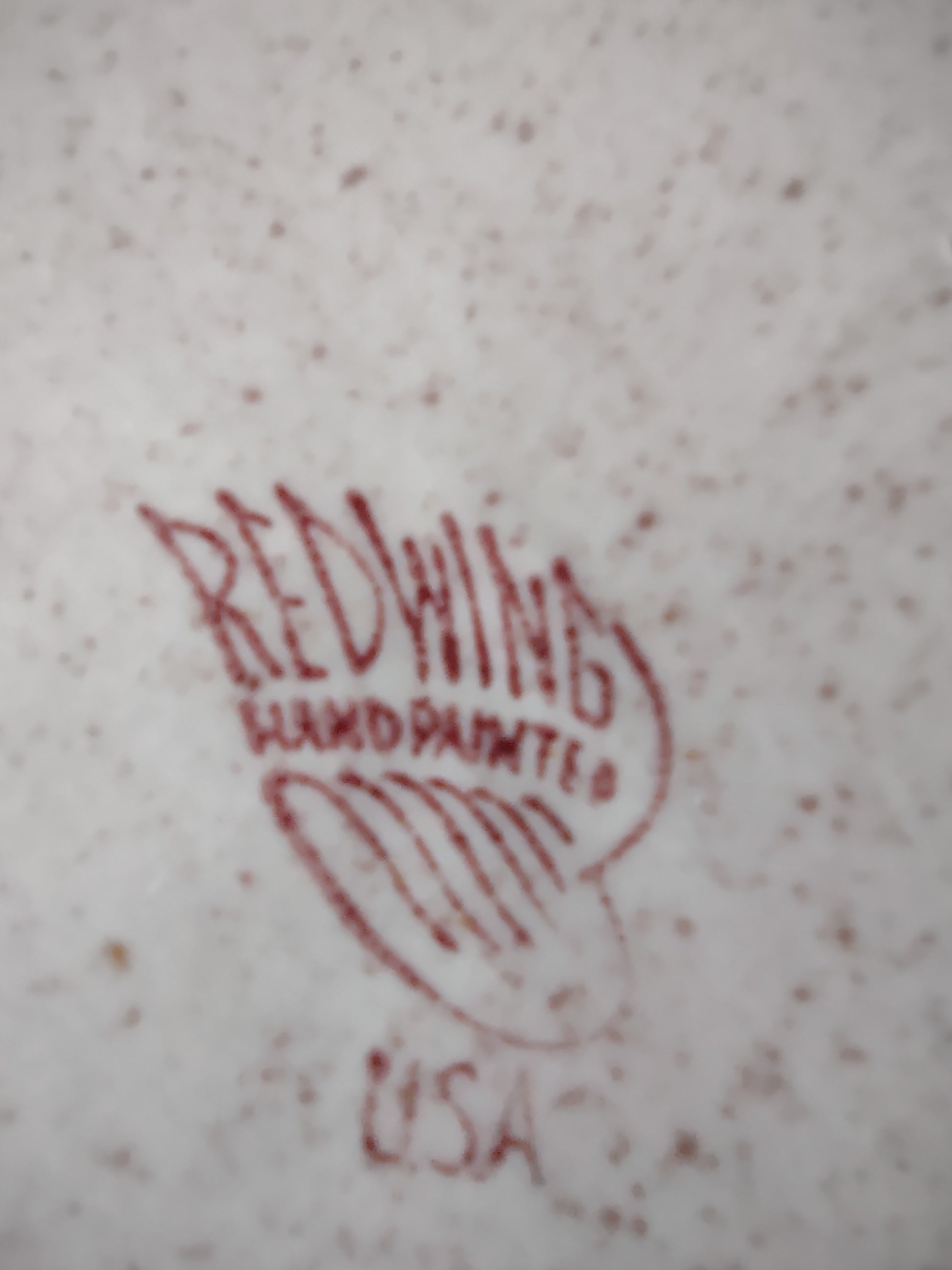 Vintage Red Wing Hand Painted Tampico Plate USA - back showing Red Wing Stoneware backstamp