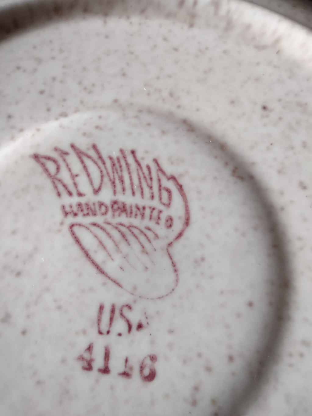 Vintage Red Wing Tampico Cup and Saucer Set - top-down view of cup interior showing discoloration